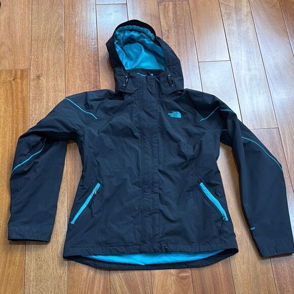 The North Face Women’s Black and Teal Hyvent Jacket size M - Picture 1 of 11
